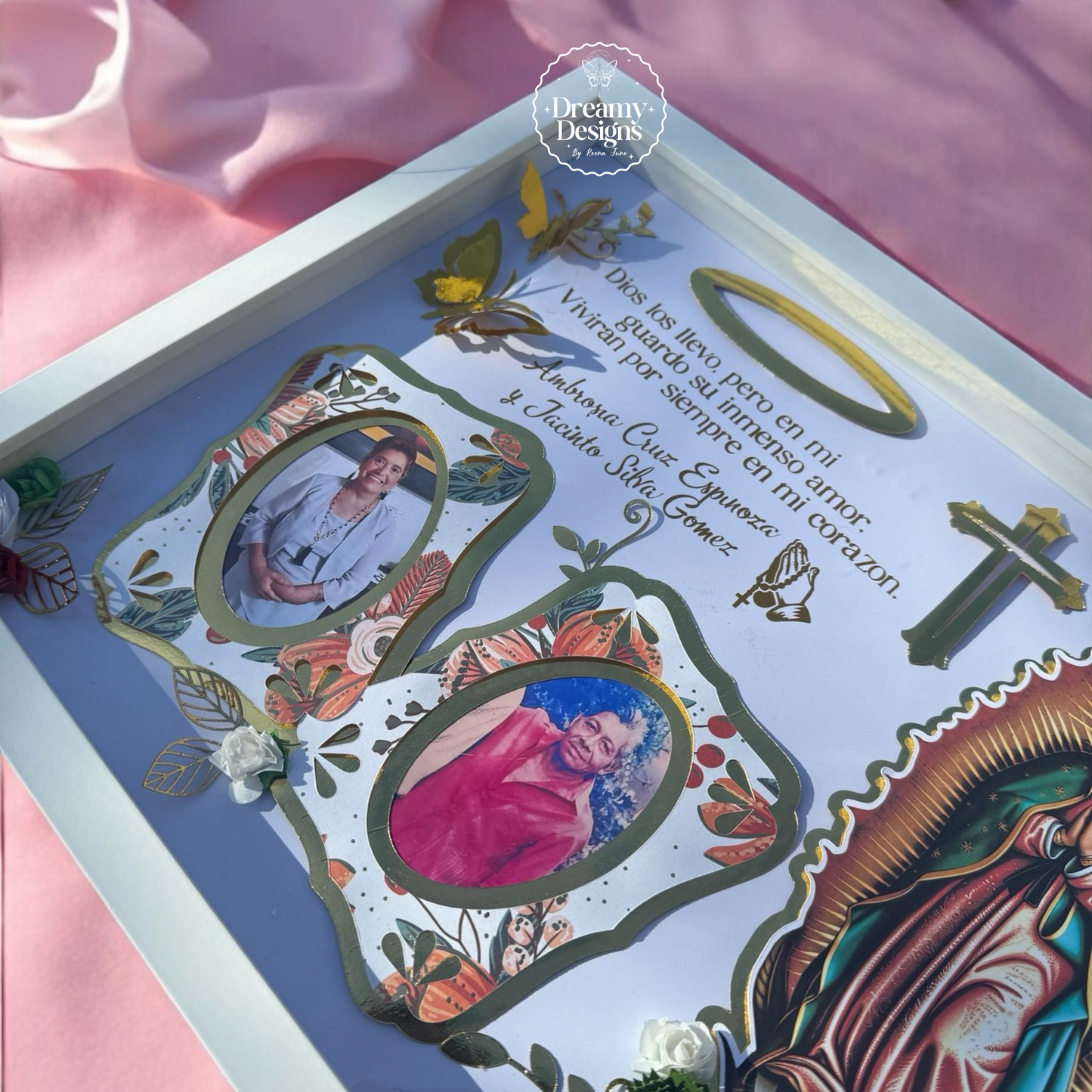 CUSTOM Memorial Flower Shadow Box – Memorial Shadow Box Paper Flowers - Personalized Memorial Gift for Loss of Mom or Dad – Sympathy Keepsake Funeral Remembrance