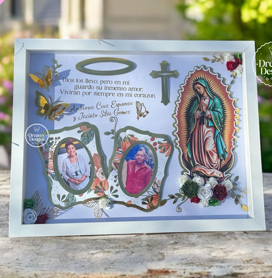 CUSTOM Memorial Flower Shadow Box – Memorial Shadow Box Paper Flowers - Personalized Memorial Gift for Loss of Mom or Dad – Sympathy Keepsake Funeral Remembrance