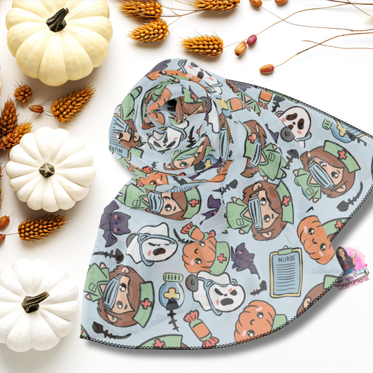 Nurse Scarf, Cozy Wrap for Fall, Halloween Fashion Accessory, Floral Scarf, Gift for Her, Stylish Autumn Scarf