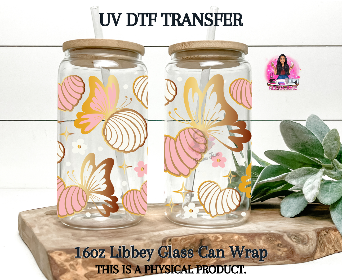 Conchas and Butterflies UV DTF Transfer