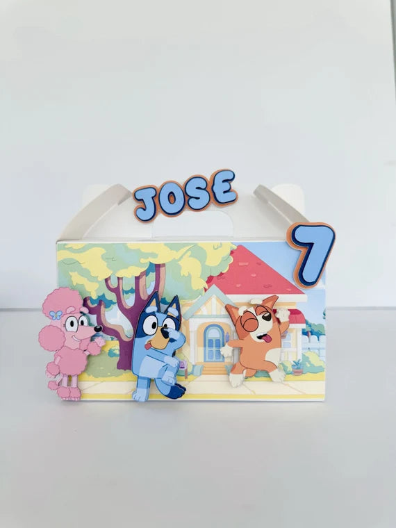 Personalized Bluey Gable Party Favor Box | Custom Birthday Treat Box