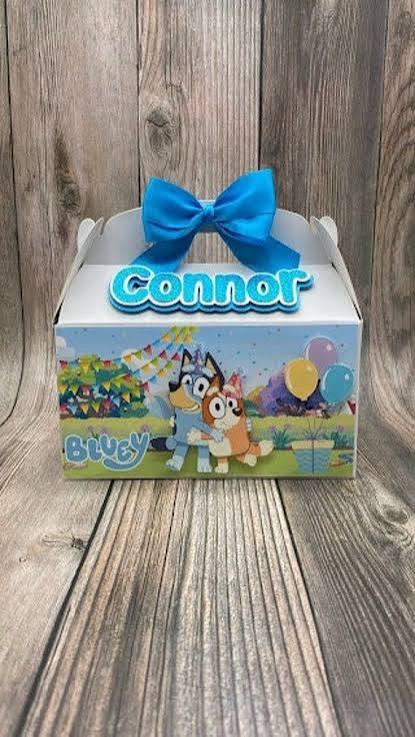 Personalized Bluey Gable Party Favor Box | Custom Birthday Treat Box