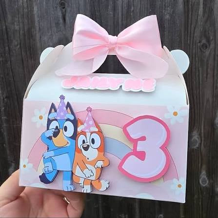 Personalized Bluey Gable Party Favor Box | Custom Birthday Treat Box