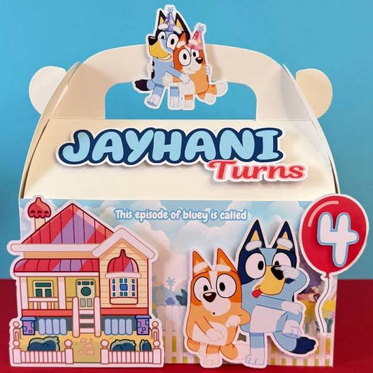 Personalized Bluey Gable Party Favor Box | Custom Birthday Treat Box