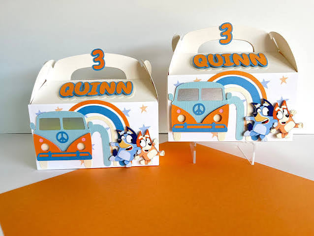 Personalized Bluey Gable Party Favor Box | Custom Birthday Treat Box