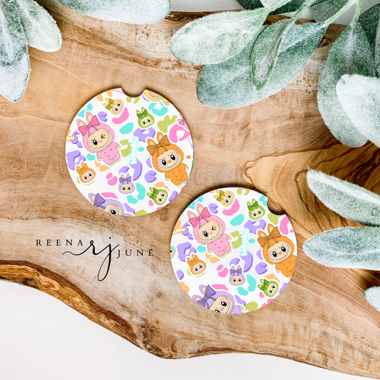 Labubu Car Coasters, Labubu Doll Car Accessories, Cute Car Decor, New car gift, Trending Gift, Labubu Monster Doll Accessories