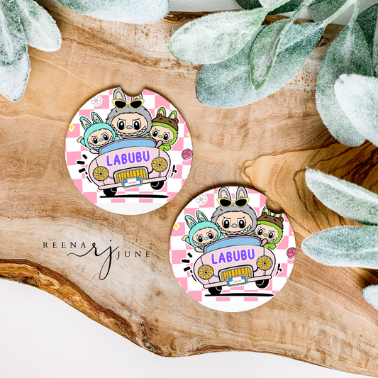 Labubu Car Coasters, Labubu Doll Car Accessories, Cute Car Decor, New car gift, Trending Gift, Labubu Monster Doll Accessories