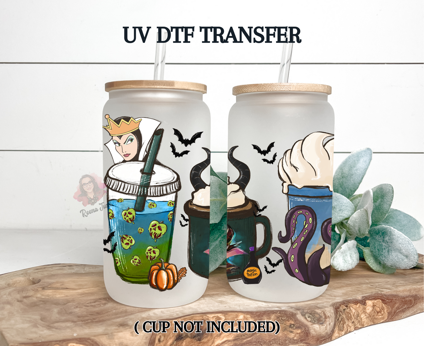 Evil Queen Inspired UV DTF Transfer | Disney Villain Queen Cup Decal | Waterproof Sticker for Tumblers & Glass Cups