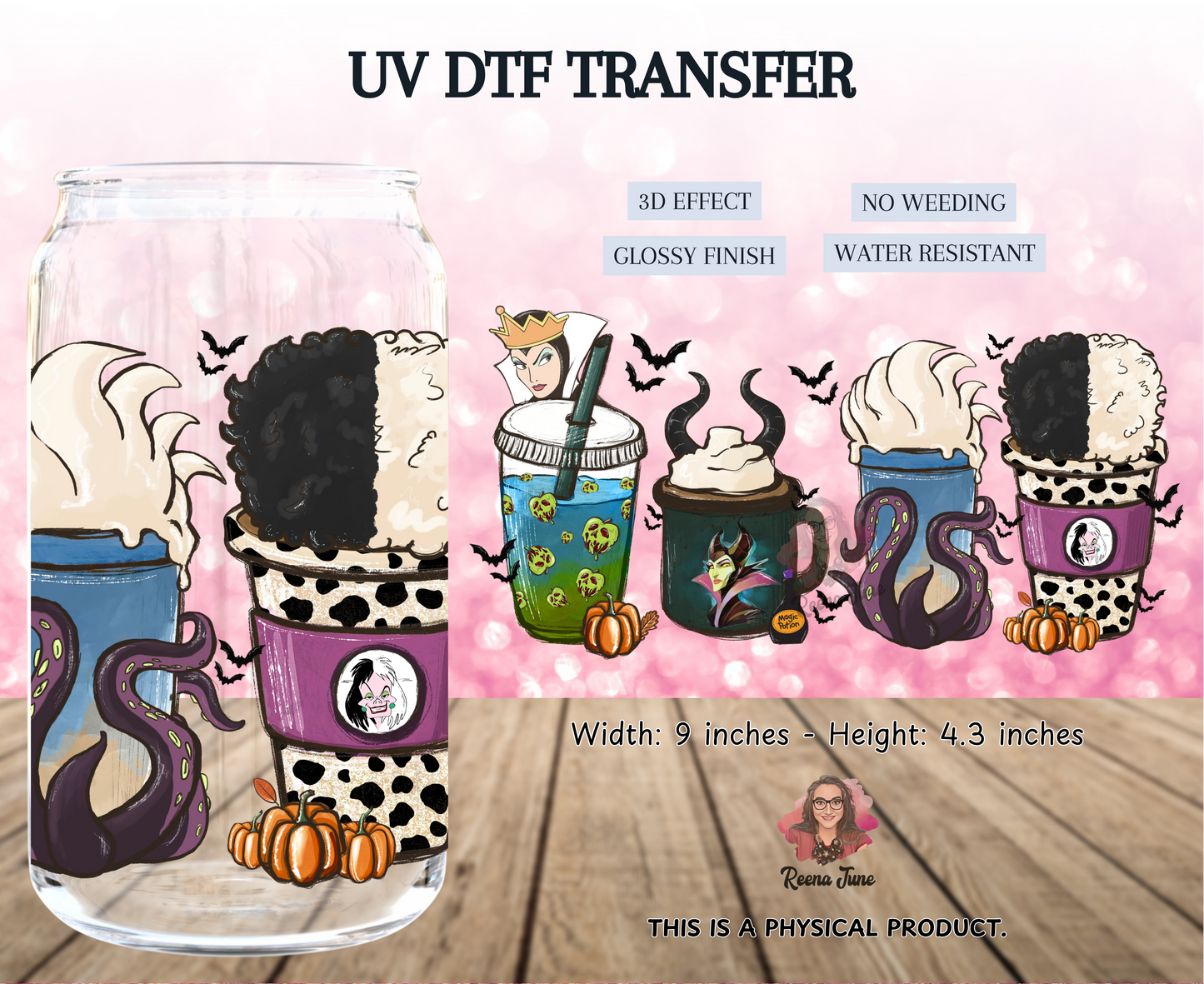Evil Queen Inspired UV DTF Transfer | Disney Villain Queen Cup Decal | Waterproof Sticker for Tumblers & Glass Cups