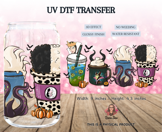Evil Queen Inspired UV DTF Transfer | Disney Villain Queen Cup Decal | Waterproof Sticker for Tumblers & Glass Cups