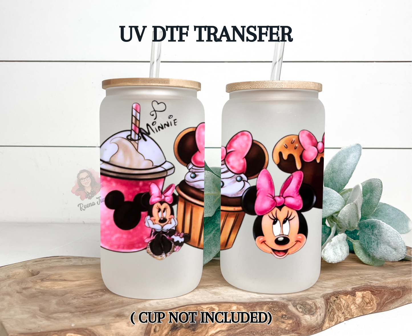 Minnie Mouse Inspired Ice Cream, Cookie & Cupcake UV DTF Transfer | Cute Dessert Cup Wrap | Waterproof Sticker for Tumblers & Glass Cups