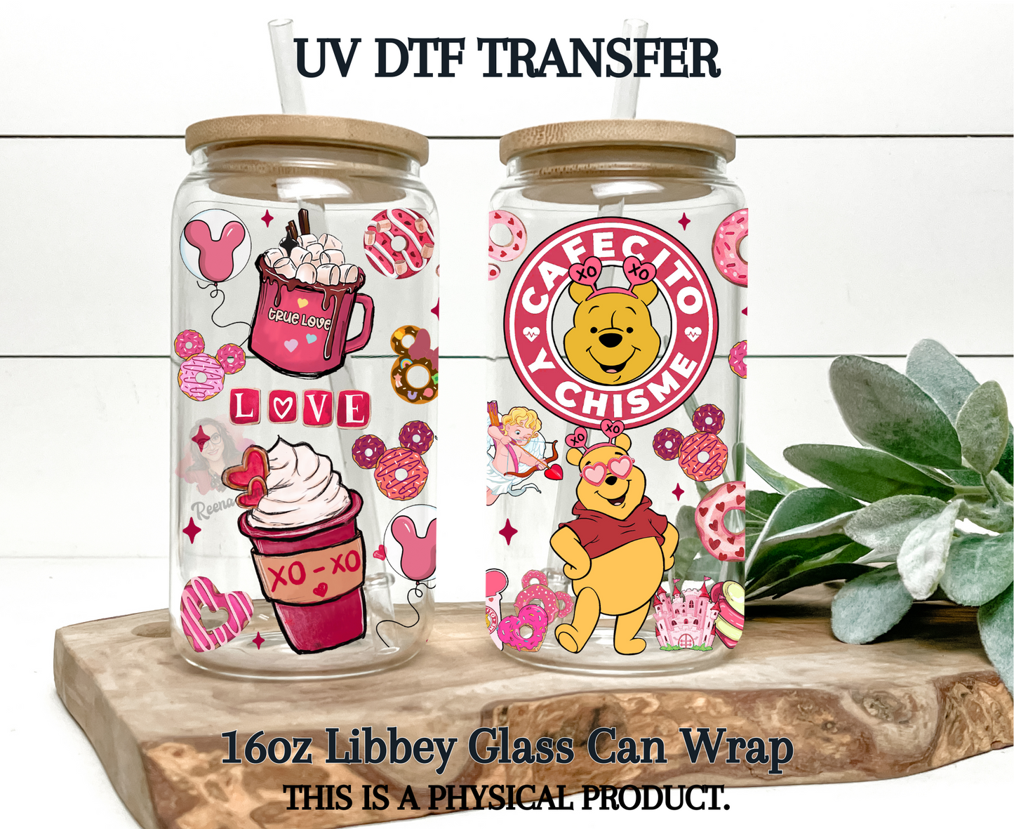 Winnie Pooh Cafecito y Chisme UV DTF Transfer