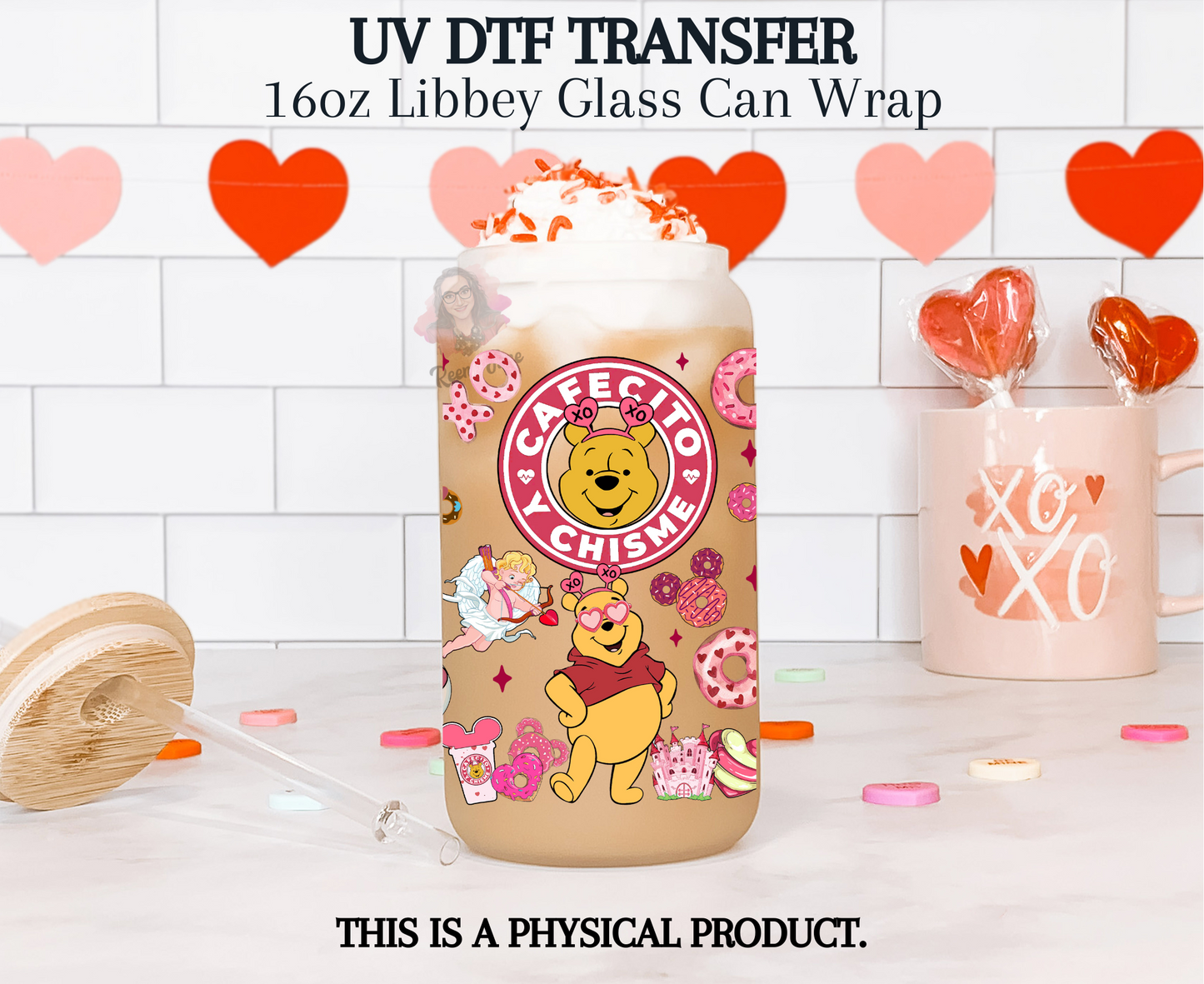 Winnie Pooh Cafecito y Chisme UV DTF Transfer
