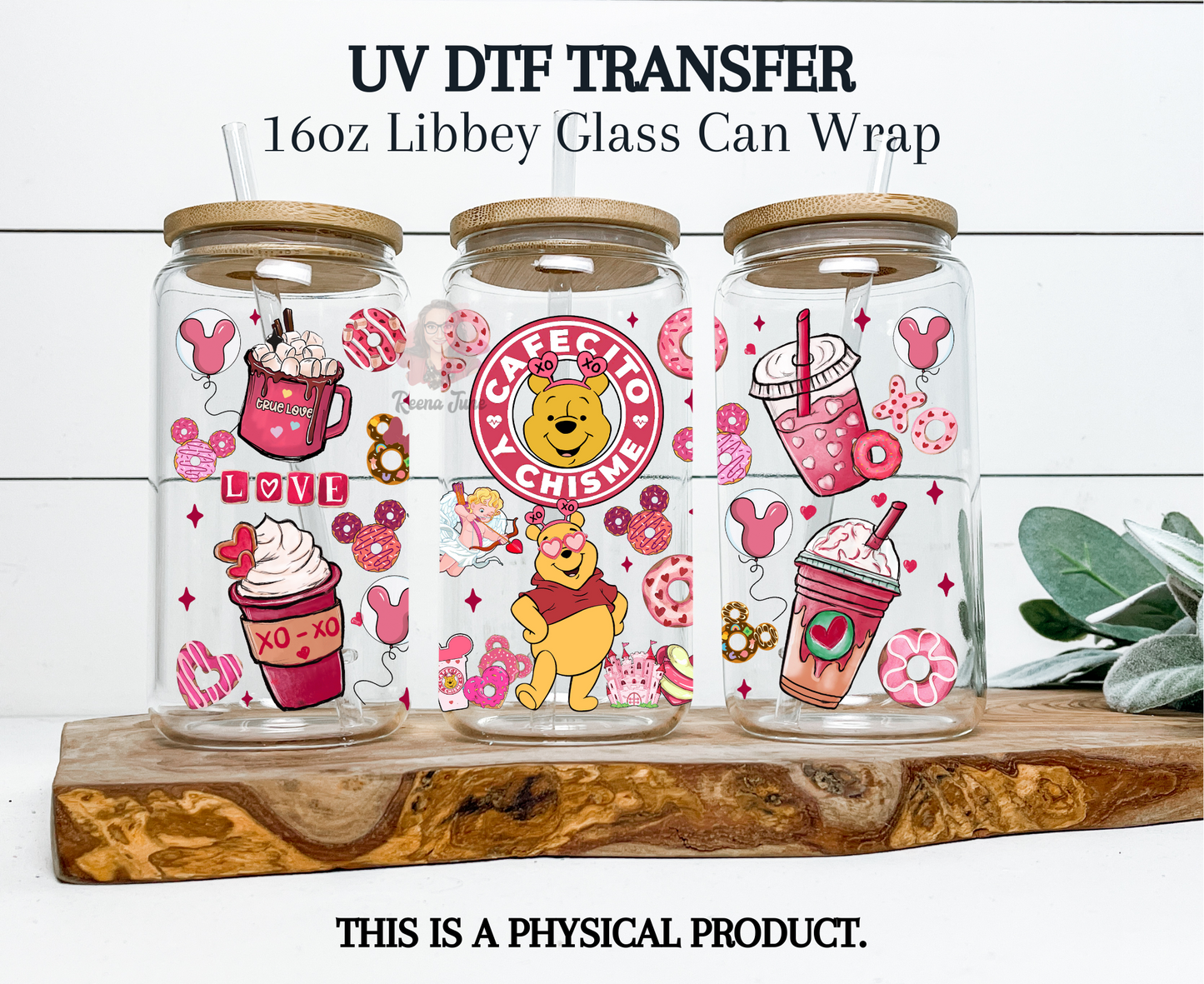Winnie Pooh Cafecito y Chisme UV DTF Transfer