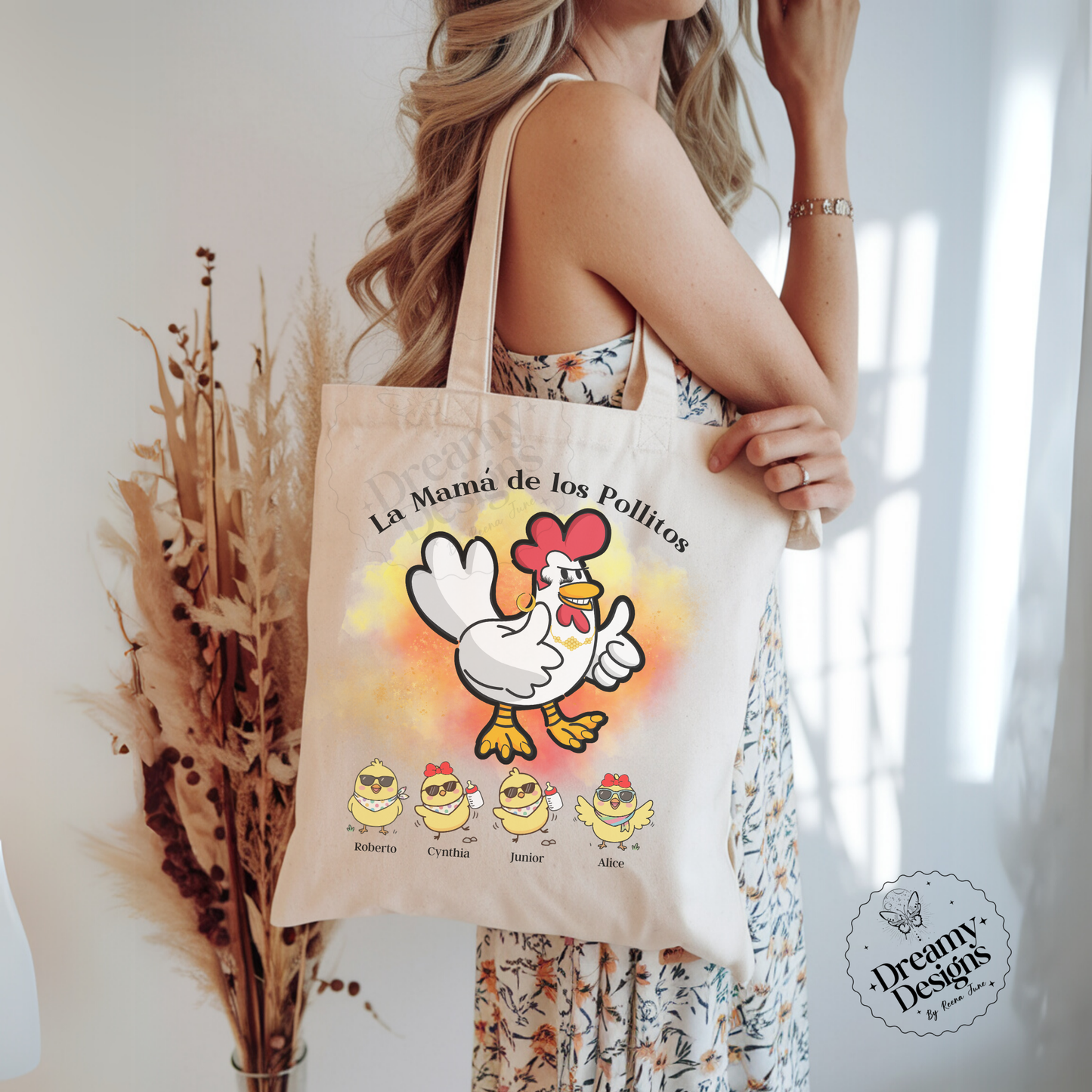 La Mama De Los Pollitos Reusable Tote Bag - Custom Bags - Spanish Personalized Gifts - Gifts for Mom - Regalos para Mama