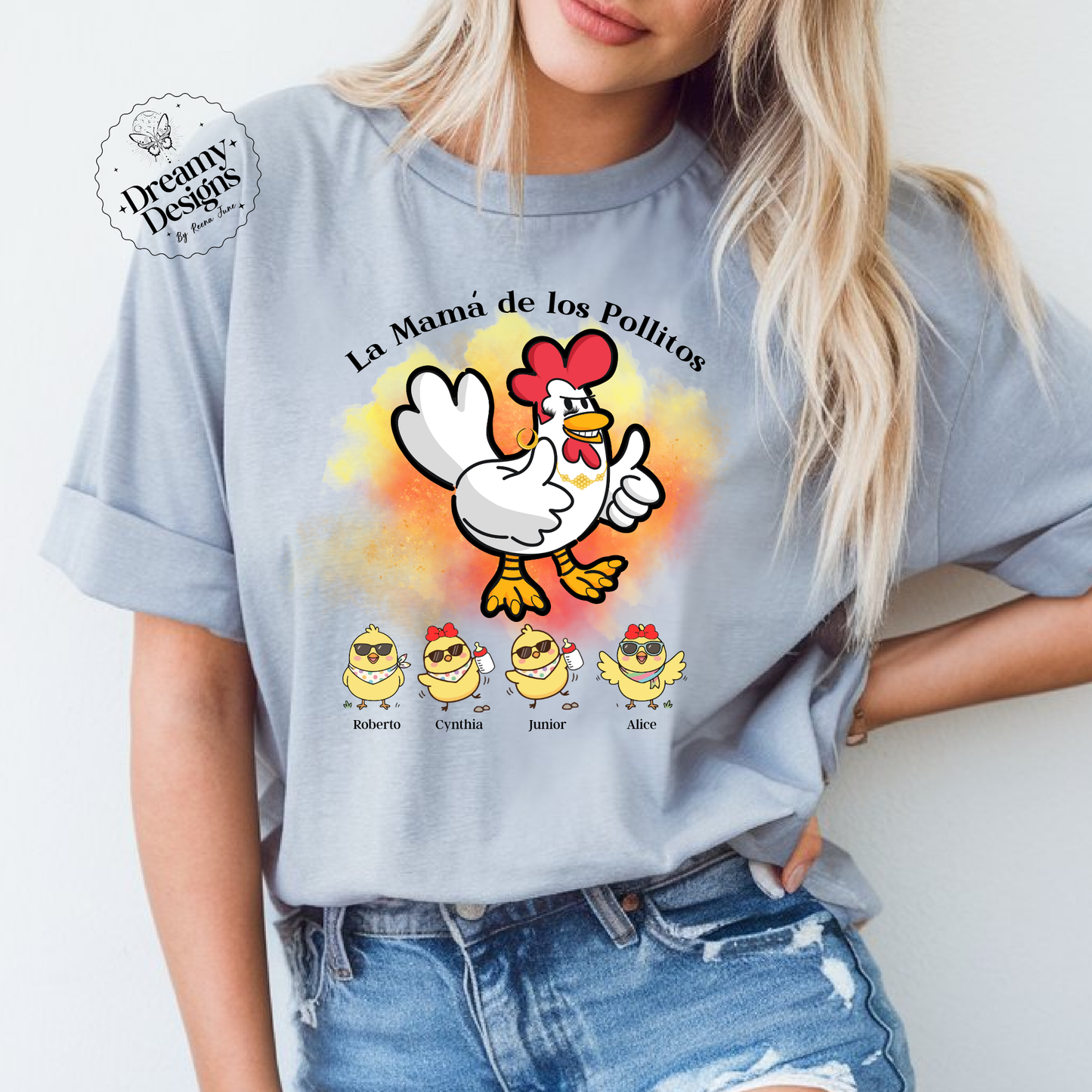 La Mama de los Pollitos T-Shirt - Custom Shirts - Personalized Tee for Women - Funny Gifts for Her