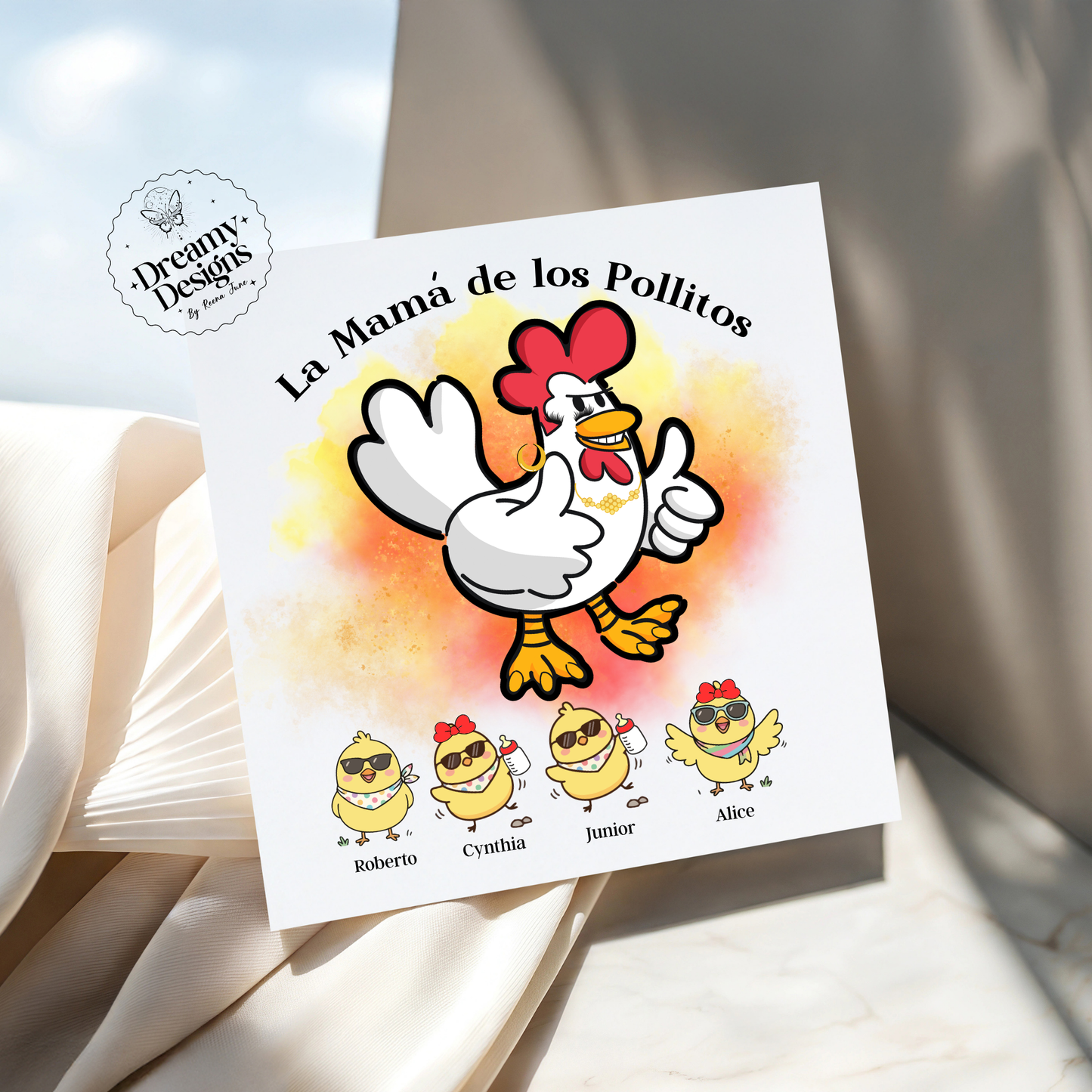 La Mamá de los Pollitos Custom Greeting Card - Spanish Gifts - Regalos para Mama - Gifts for Her