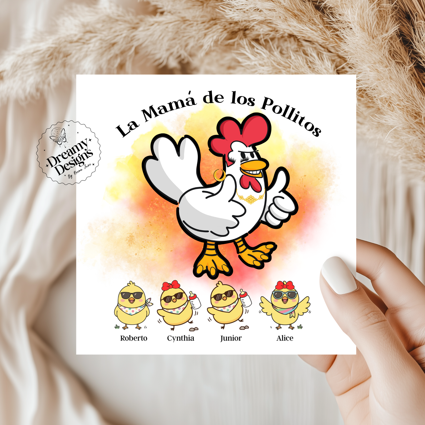 La Mamá de los Pollitos Custom Greeting Card - Spanish Gifts - Regalos para Mama - Gifts for Her