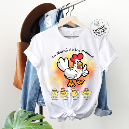 La Mama de los Pollitos T-Shirt - Custom Shirts - Personalized Tee for Women - Funny Gifts for Her