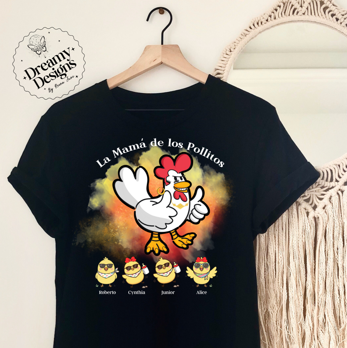 La Mama de los Pollitos T-Shirt - Custom Shirts - Personalized Tee for Women - Funny Gifts for Her