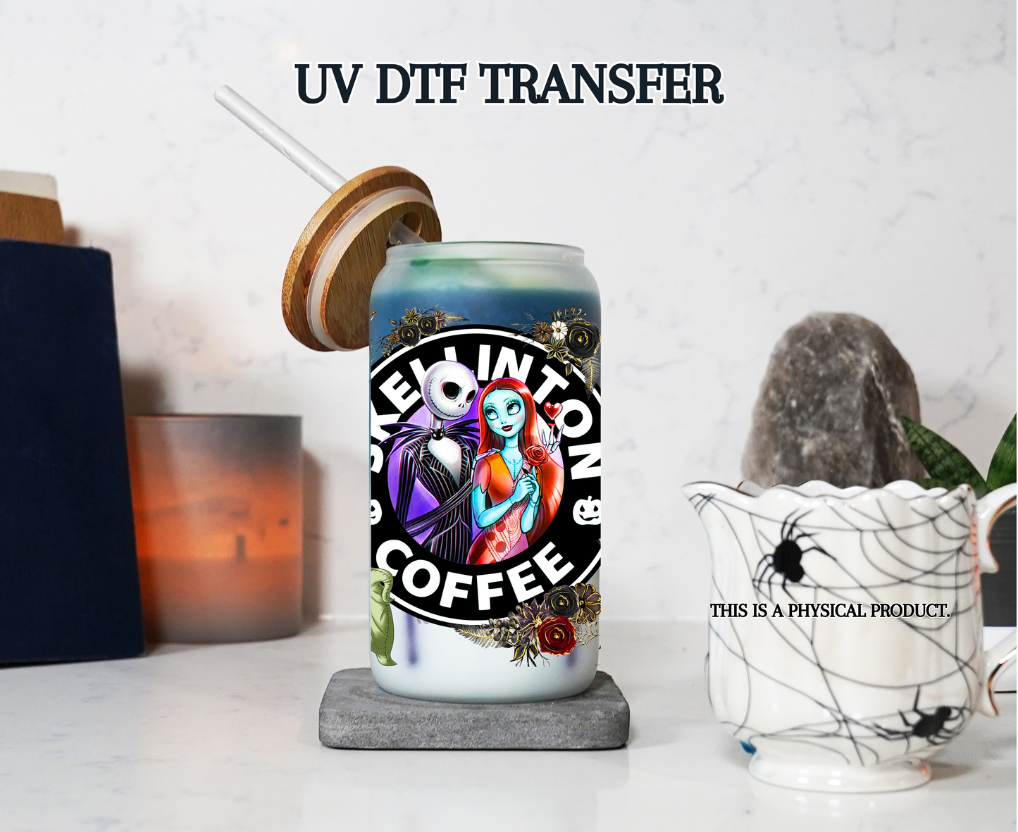 Nightmare Before Christmas Inspired Starbucks UV DTF Transfer | Halloween Cold Cup Wrap | Waterproof Cup Decal