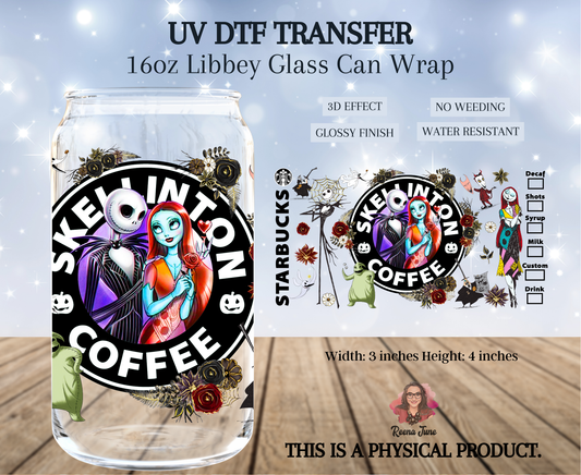 Nightmare Before Christmas Inspired Starbucks UV DTF Transfer | Halloween Cold Cup Wrap | Waterproof Cup Decal