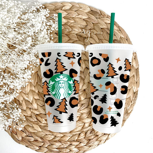 Leopard Print Christmas Starbucks Cup