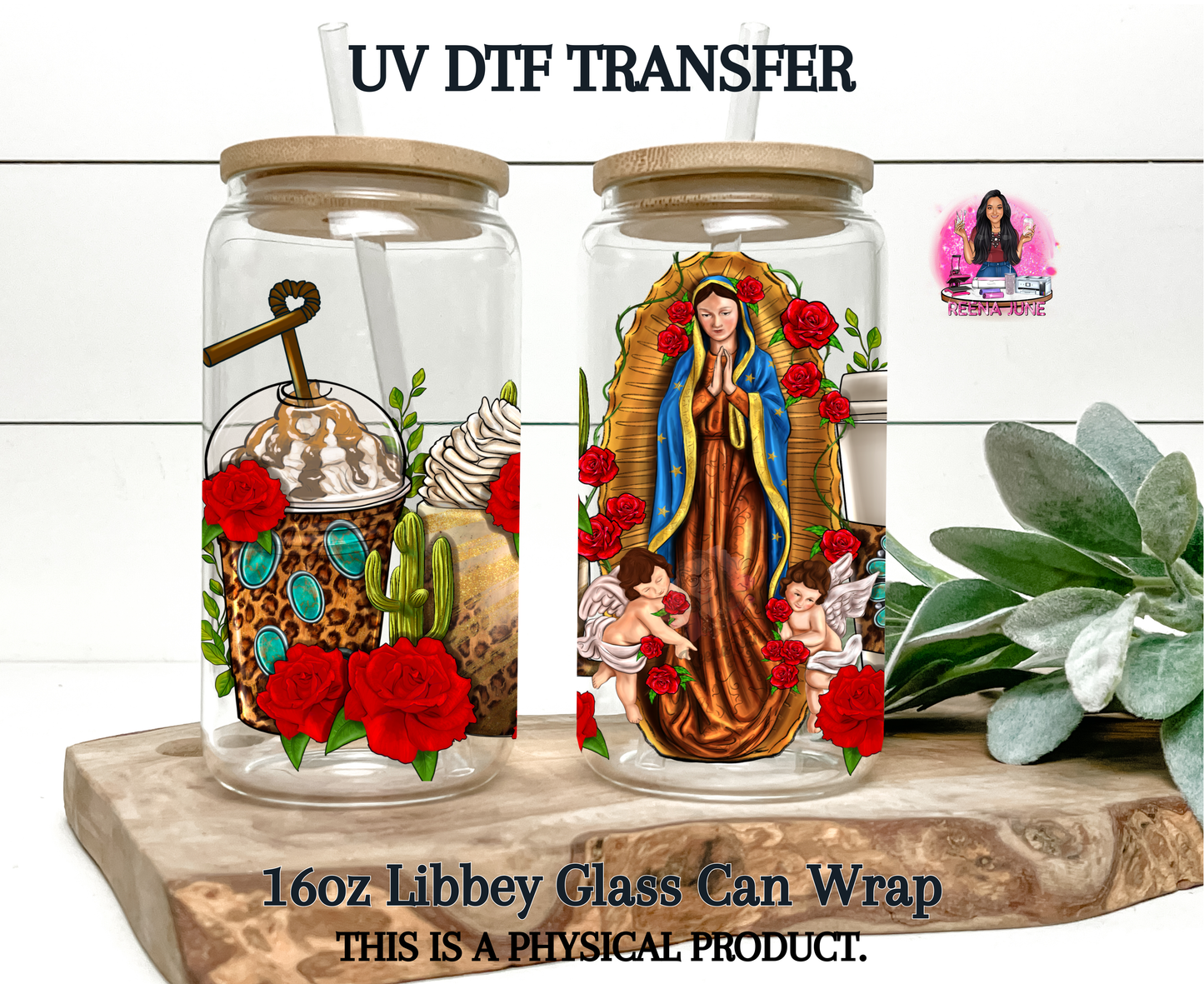 Lady of Guadalupe Coffee - Virgencita de Guadalupe UV DTF Transfer - Virgencita de Guadalupe Coffee UV DTF Transfer - Catholic sticker