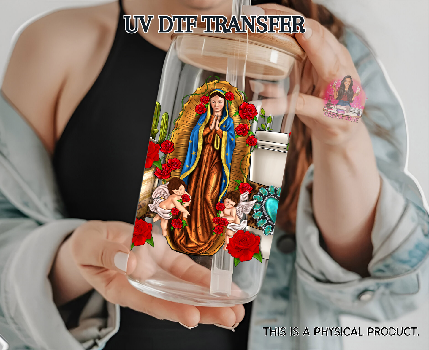 Lady of Guadalupe Coffee - Virgencita de Guadalupe UV DTF Transfer - Virgencita de Guadalupe Coffee UV DTF Transfer - Catholic sticker