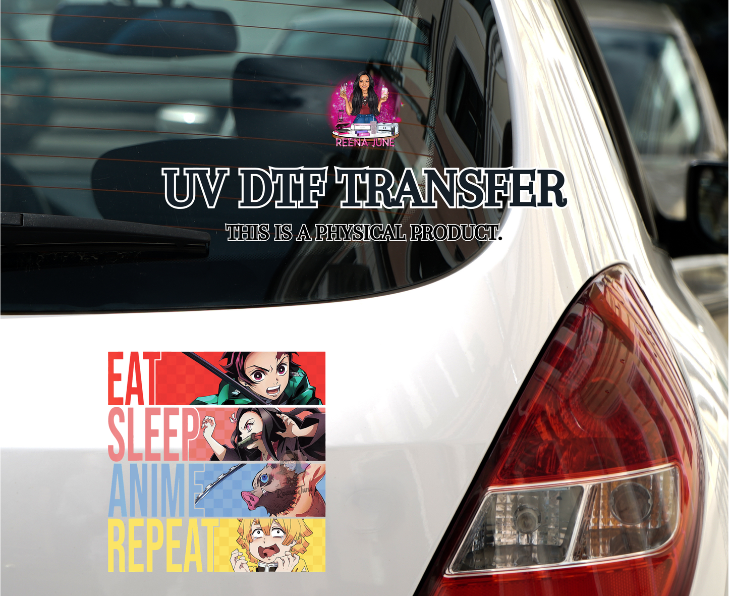 Eat Sleep Anime Repeat UV DTF Transfer - Demon Slayer Sticker - Anime Lover Car Decal