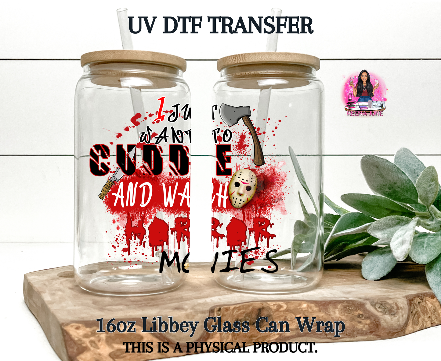 I Just Want to Cuddle and Watch Horror Movies UV DTF Transfer - True Crime Sticker - True Crime Junkie UV DTF Transfer