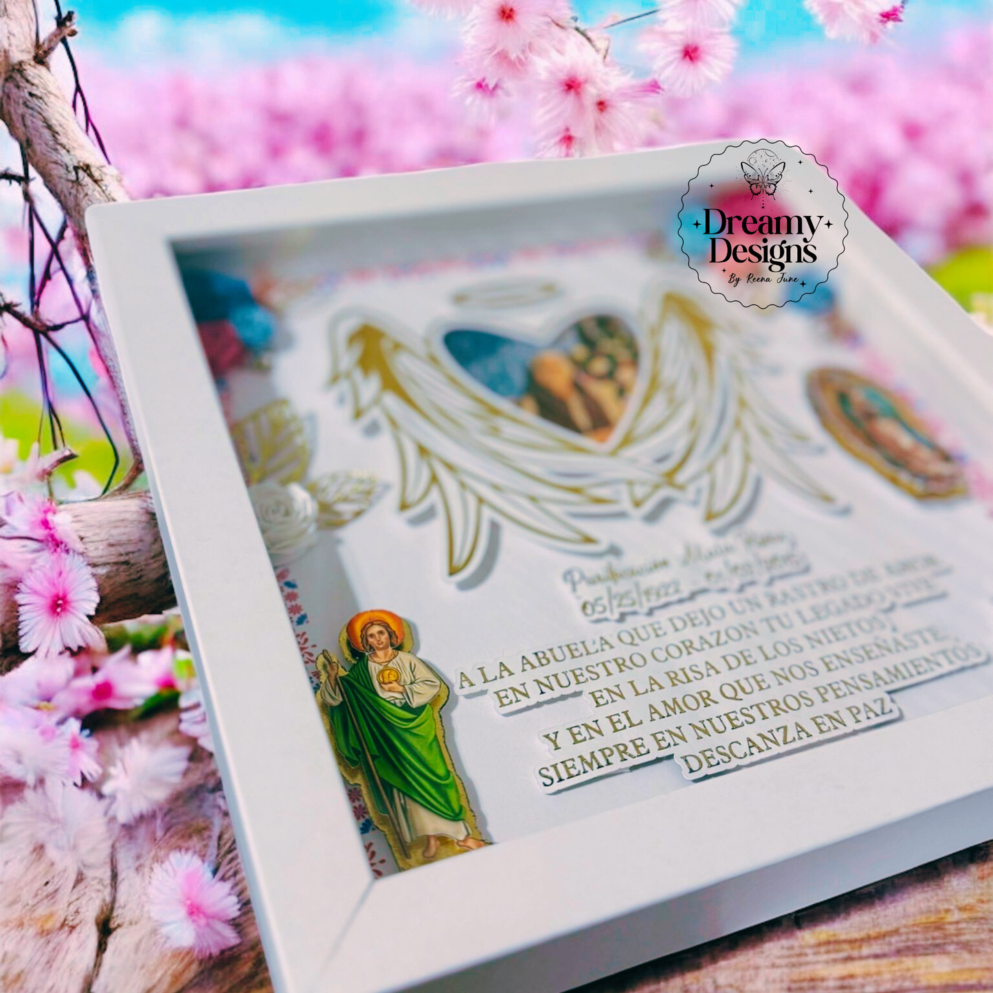 CUSTOM Memorial Flower Shadow Box – Memorial Shadow Box Paper Flowers - Personalized Memorial Gift for Loss of Mom or Dad – Sympathy Keepsake Funeral Remembrance