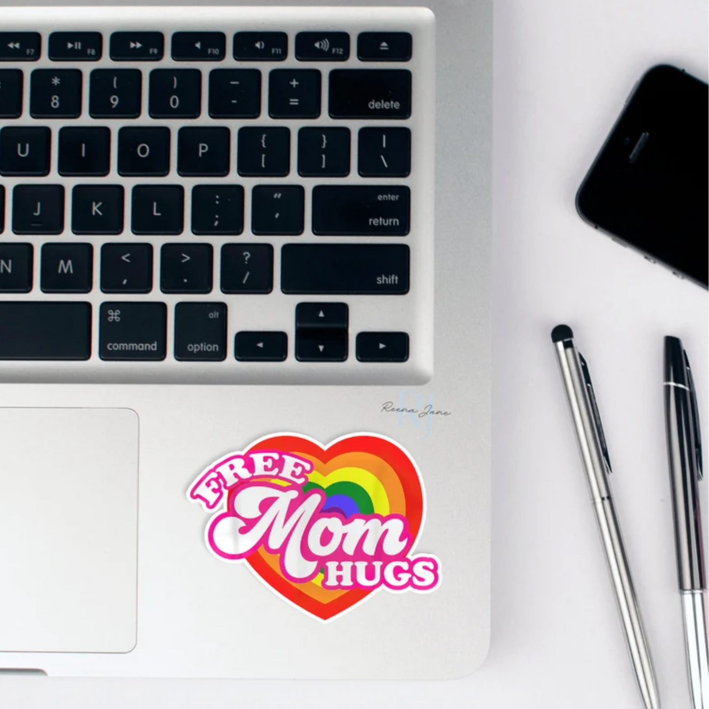 Free Mom Hugs Pride Sticker, LGBTQIA+ Waterproof Sticker, Pride Month Sticker, LGBT Gay Pride Flag Heart, LGBTQ Queer, Pride Mom, Gifts Ideas for