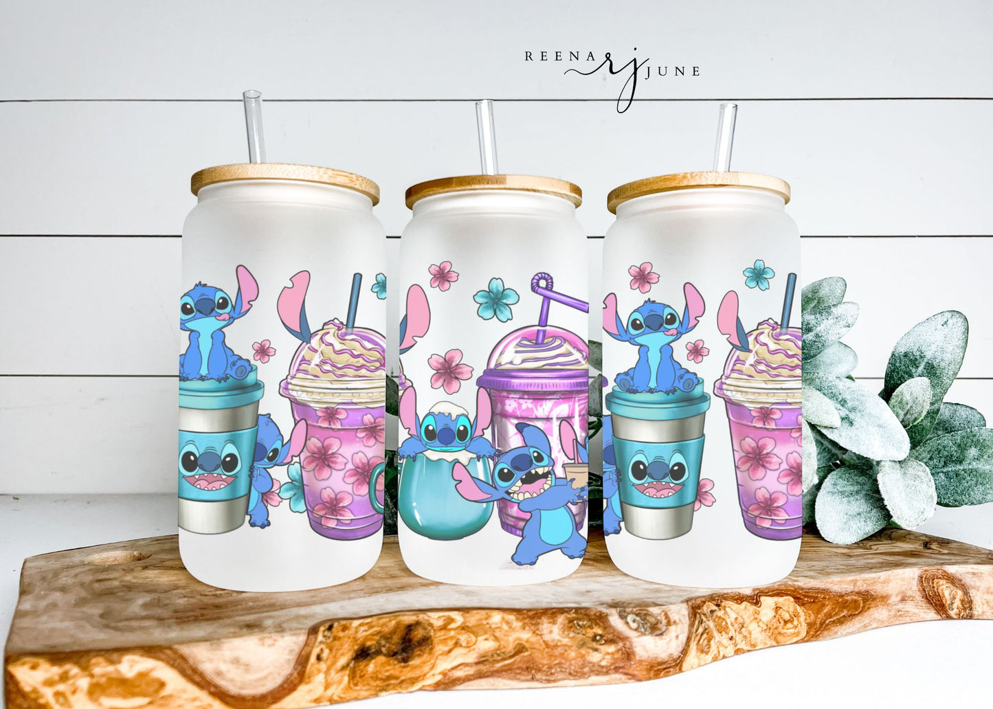 Disney Stitch Coffee 16oz Libbey Glass Can