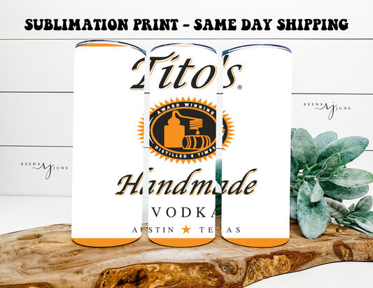 Tito's Vodka 20oz Skinny Tumbler Sublimation Print Sale