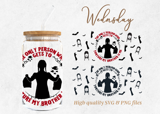 Wednesday 16oz Libby Glass Wrap Svg
