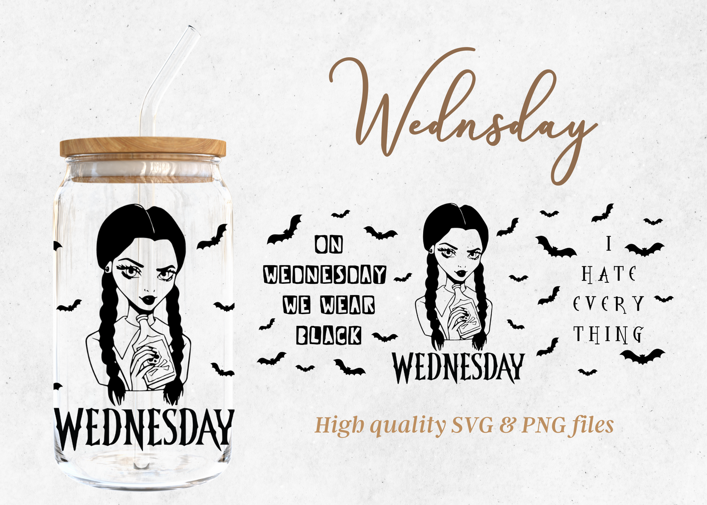 Wednesday 16oz Libby Glass Wrap Svg