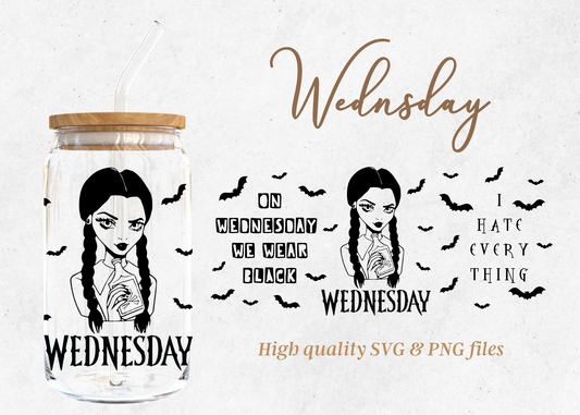 Wednesday 16oz Libby Glass Wrap Svg