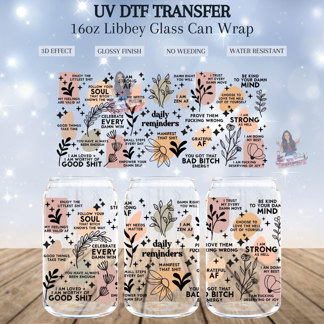 Daily Affirmations UV DTF Transfer