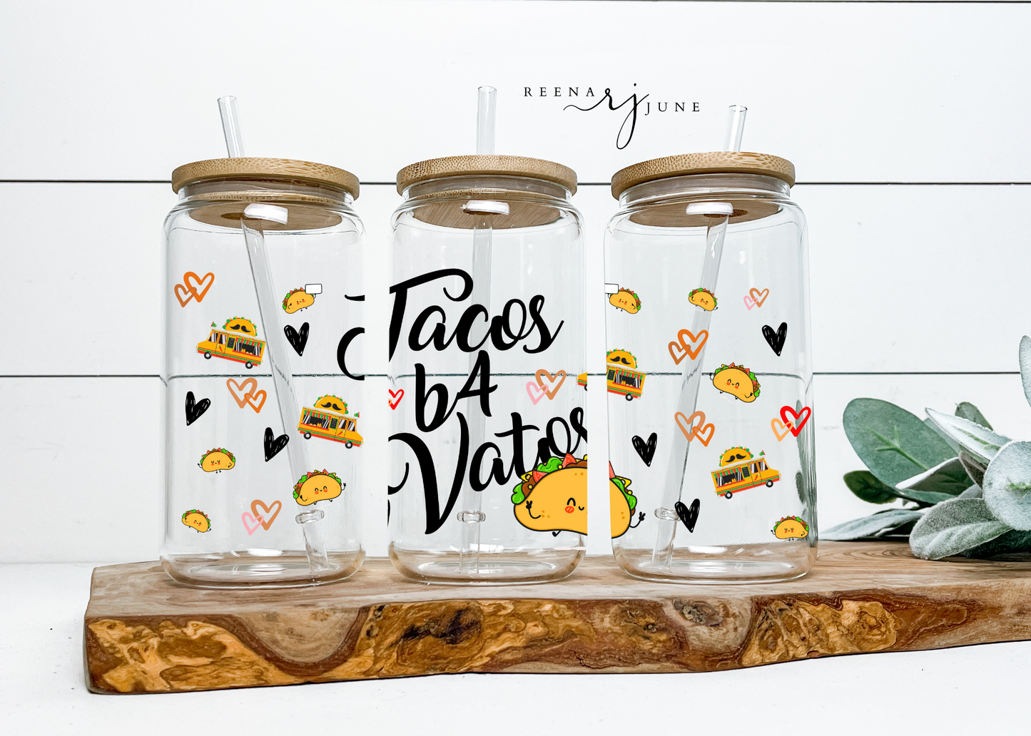 Tacos B4 Vatos 16oz Libby Glass Wrap PNG