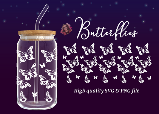 Butterfly 16oz Libby Glass Wrap Svg