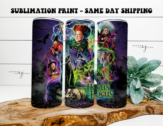 Hocus Pocus Halloween 20oz Skinny Tumbler Sublimation Print