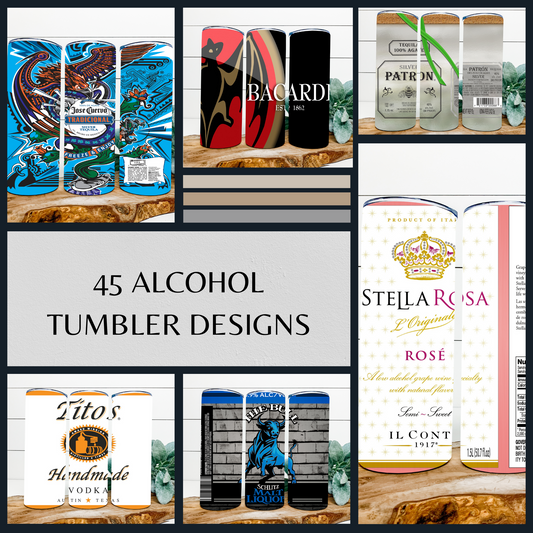Alcohol Skinny Tumbler Wrap PNG Bundle