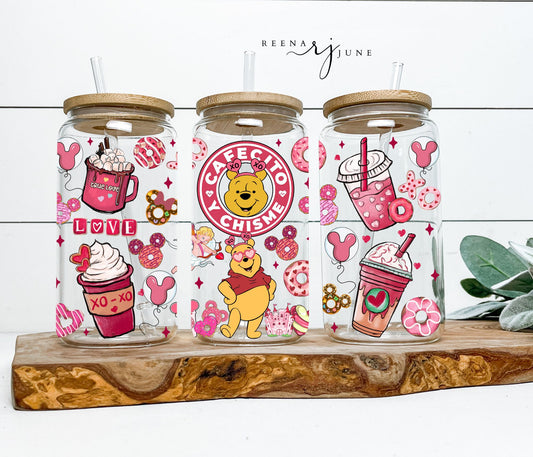 Cafecito & Chisme - Disney Winnie the Pooh 16oz Libbey Glass Can