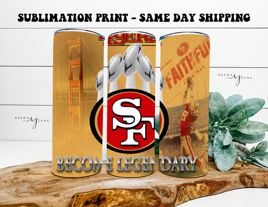 San Francisco 49ners Football Team 20oz Skinny Tumbler Sublimation Print Sale