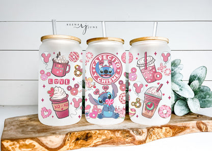 Disney Stitch Coffee 16oz Libbey Glass Can