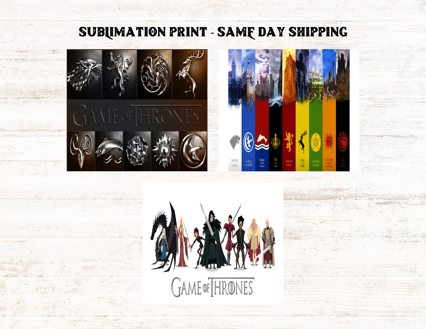 Game of Thrones 20oz Skinny Tumbler Sublimation Print