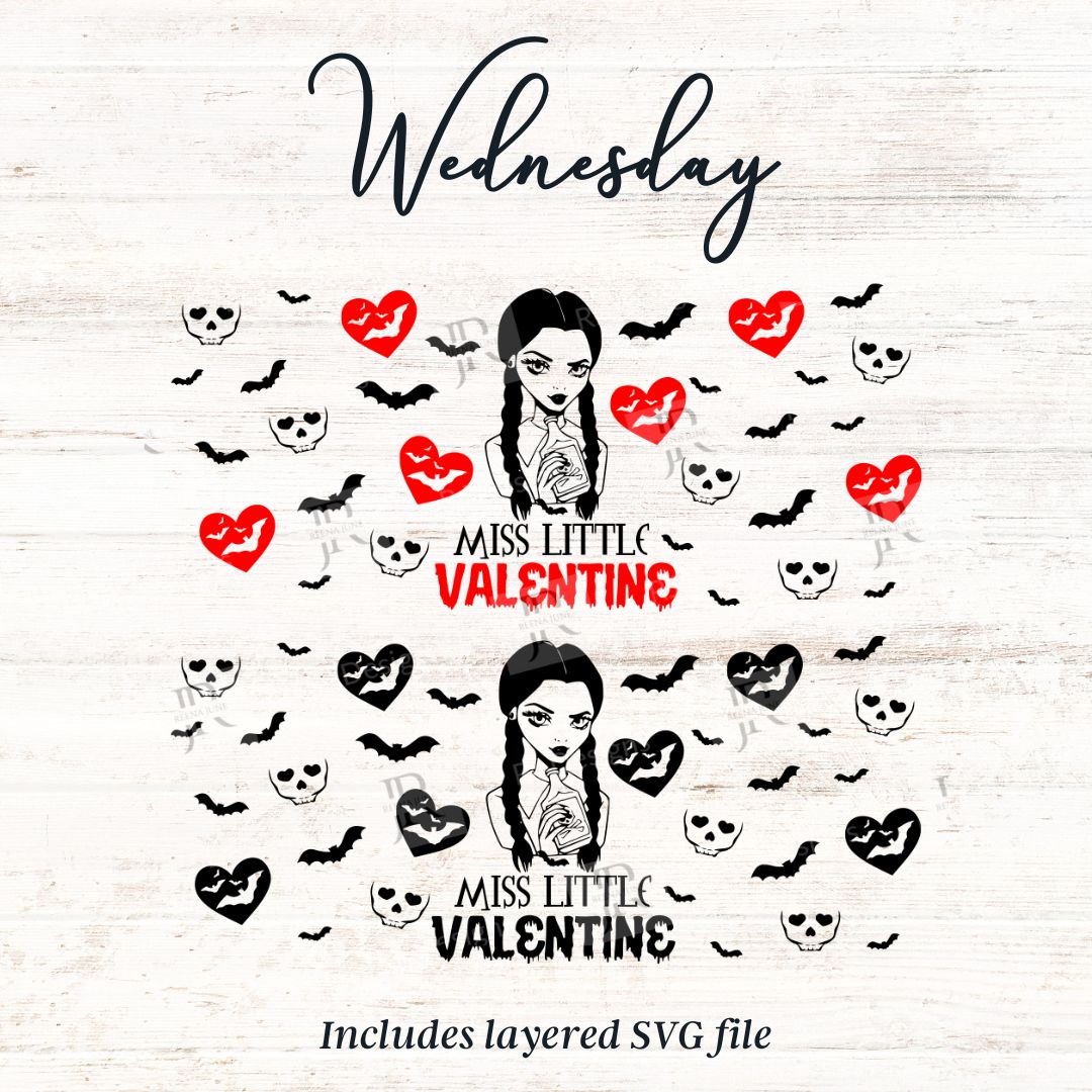 Little Mrs Valentine Wednesday 16oz Libby Glass Wrap PNG
