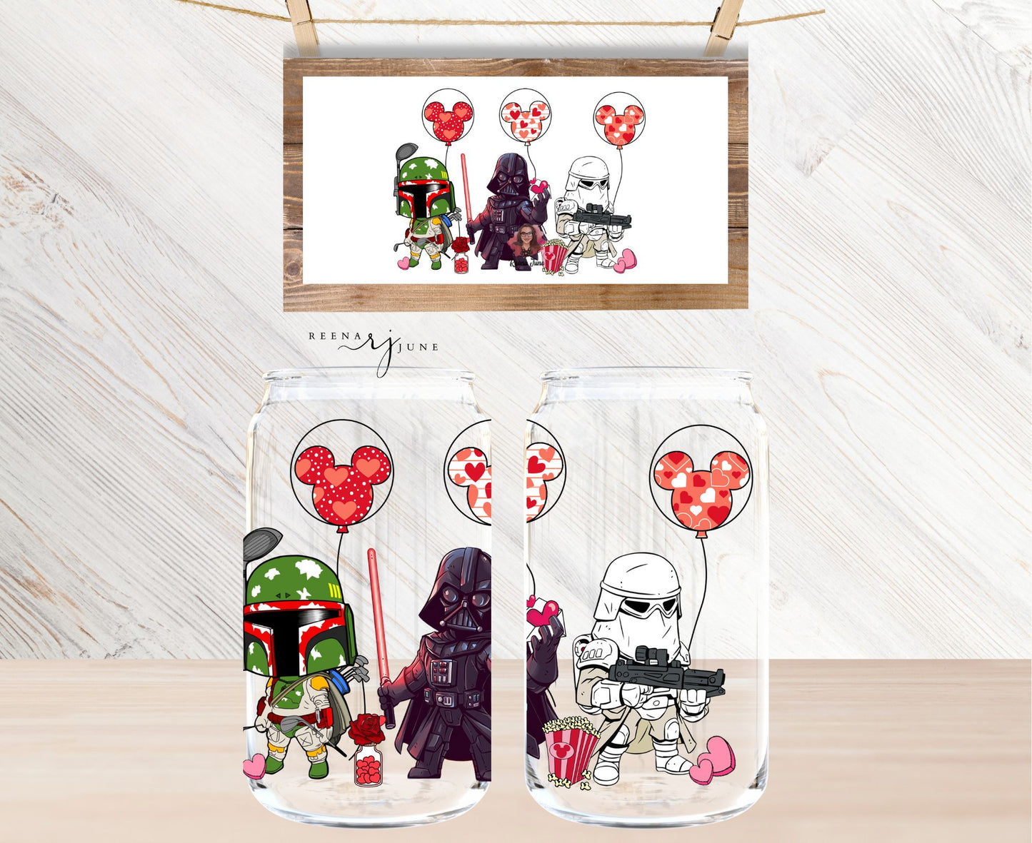 Star Wars Coffee - Darth Vader - Baby Yoda 16oz Libbey Glass Sublimation Print