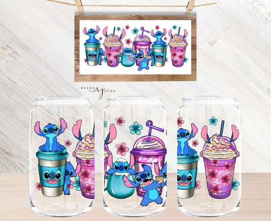 Stitch Disney Coffee 16oz Libbey Glass Sublimation Print